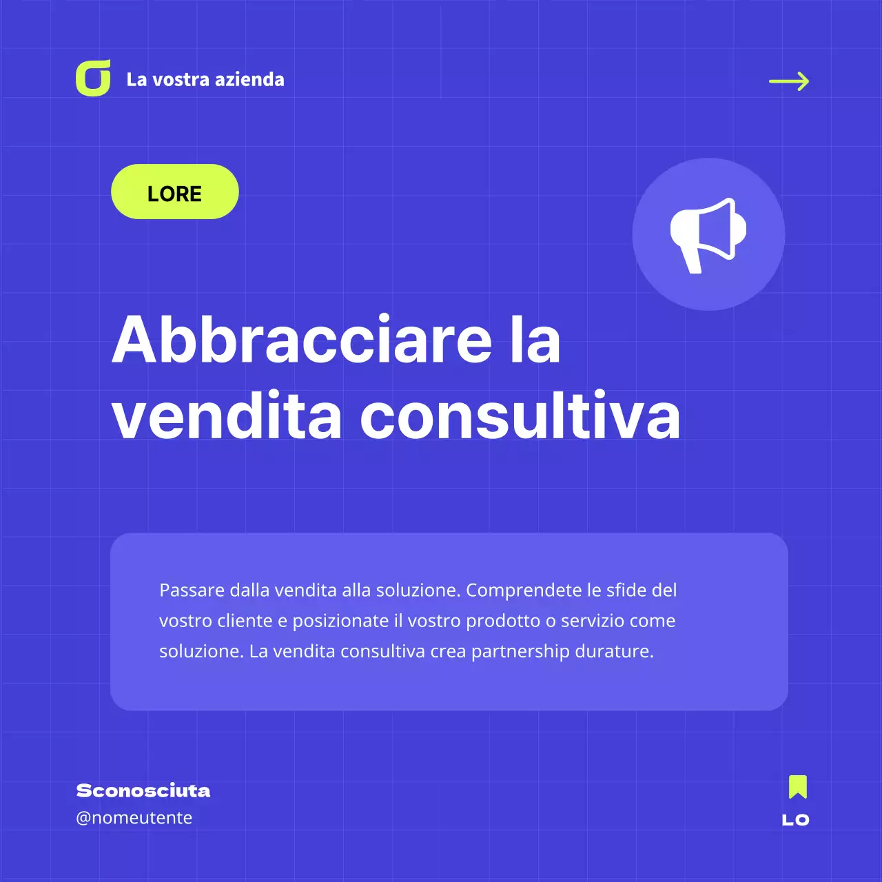 Suggerimenti aziendali geometrici blu e neon Pubblicità