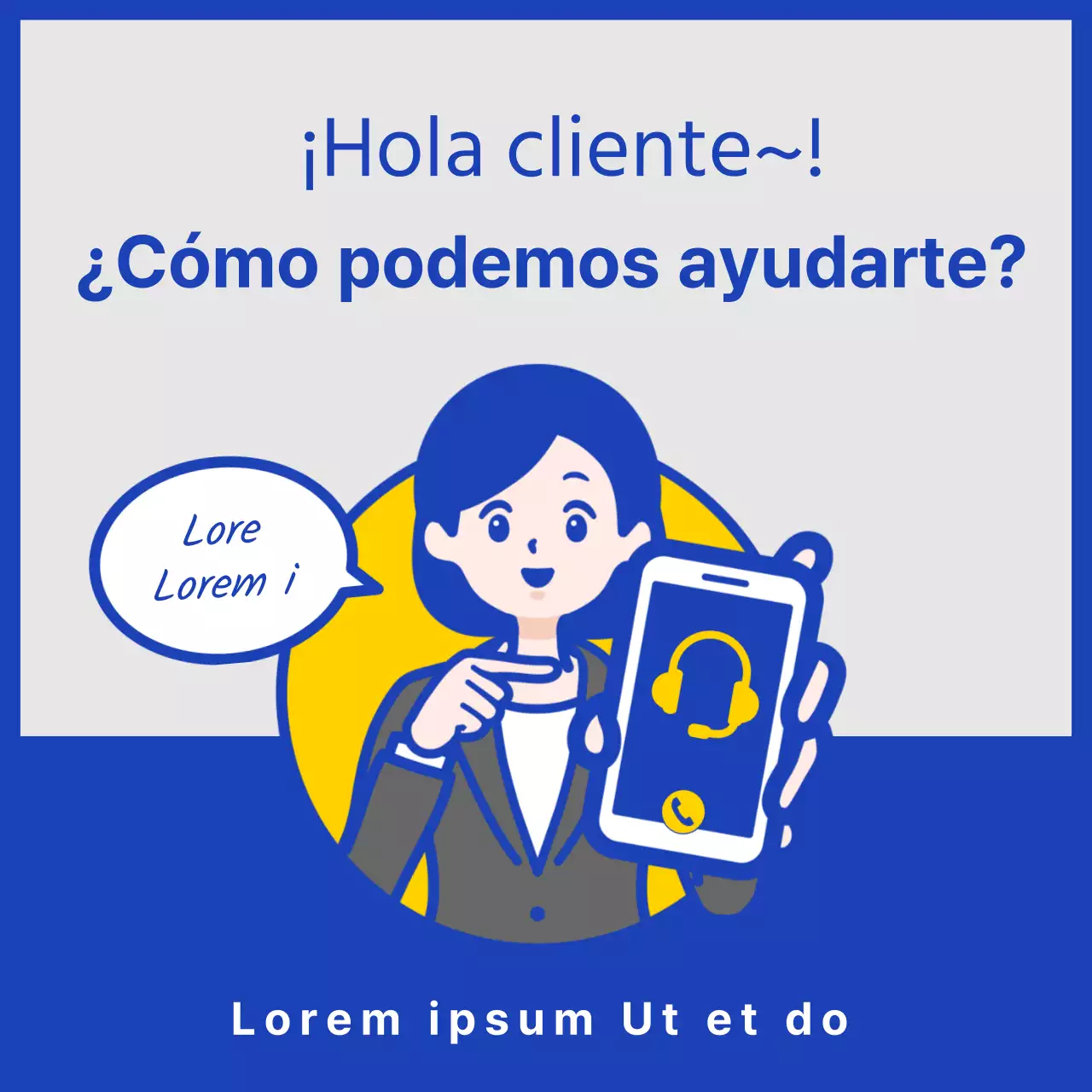 Una sencilla guía amarilla y azul marino para utilizar el servicio de asistencia técnica