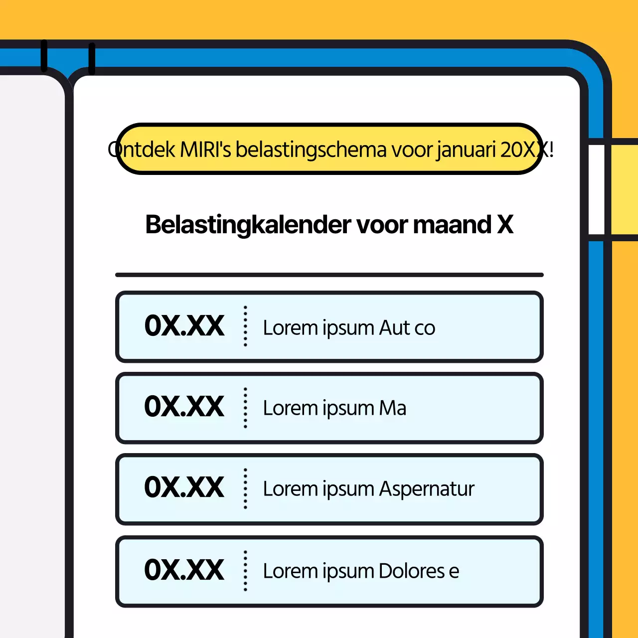 Een aaibare blauwgele fiscus en een snelle blik op je belastingschema