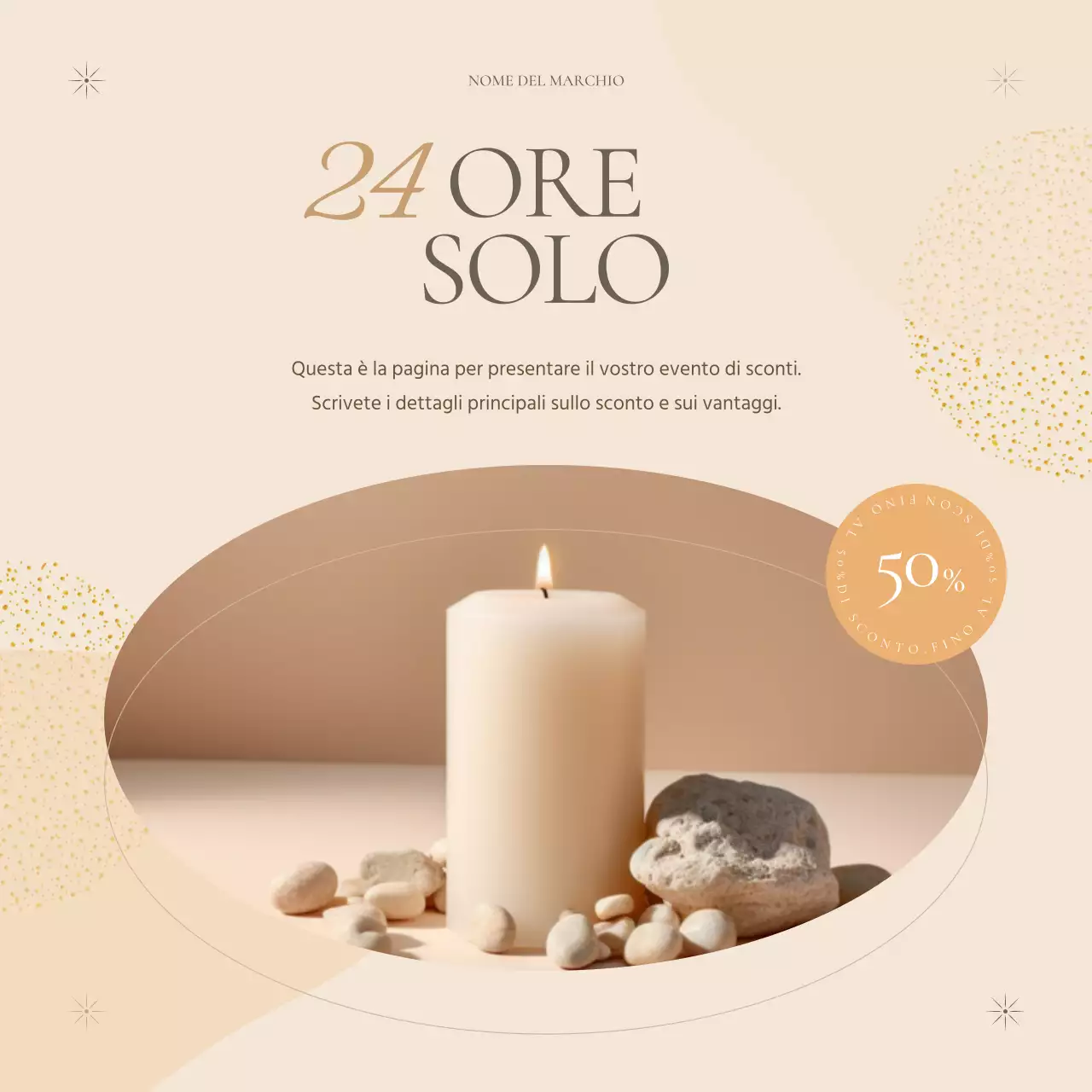 Un classico annuncio di marca in beige e marrone