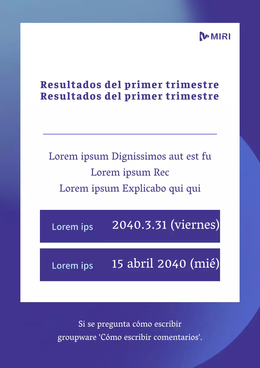 Anuncios sencillos de información sobre el rendimiento en azul