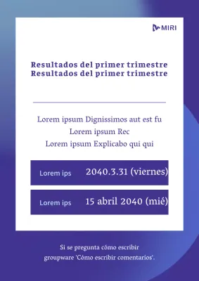 Anuncios sencillos de información sobre el rendimiento en azul