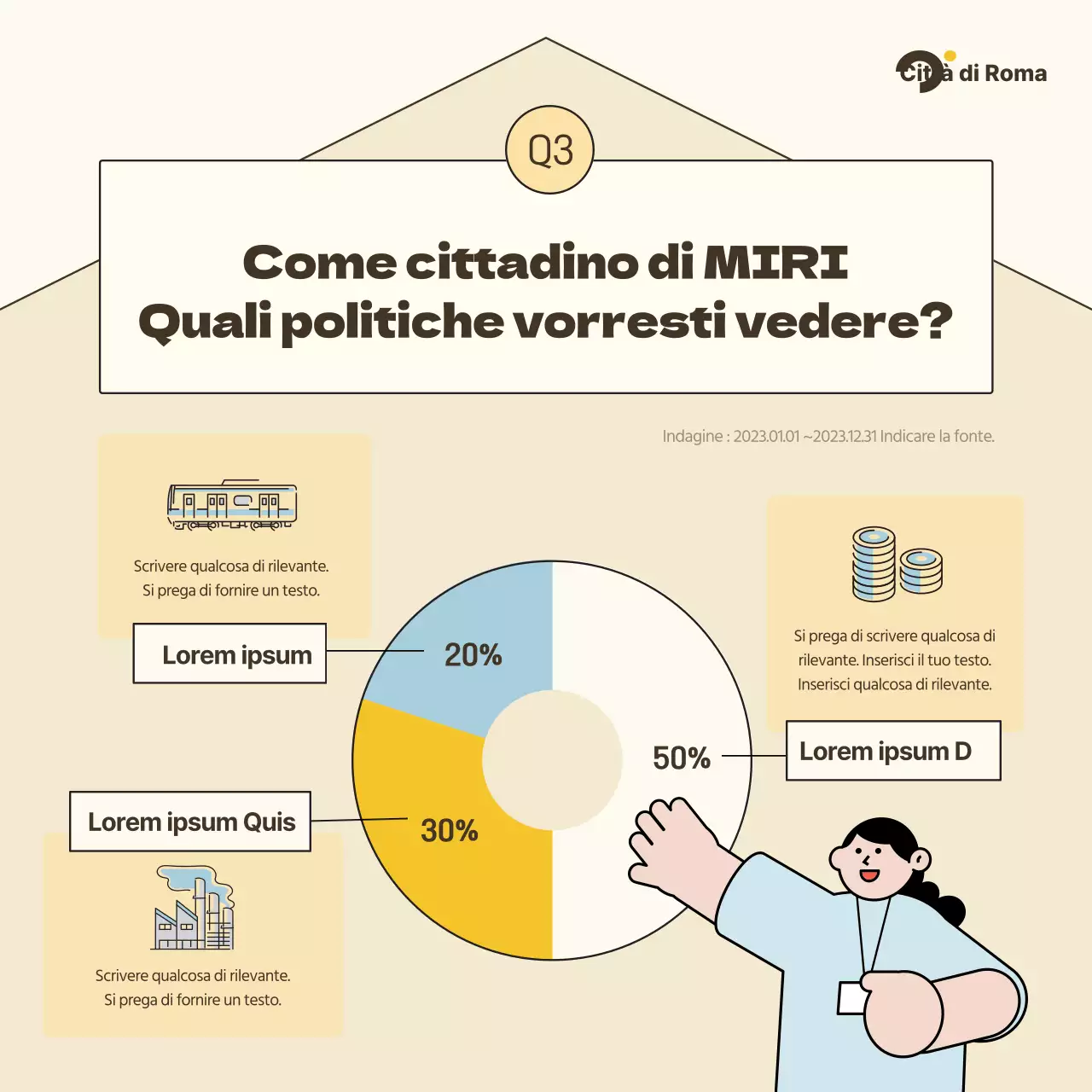 Una semplice guida alla discussione civica, in avorio e azzurro.