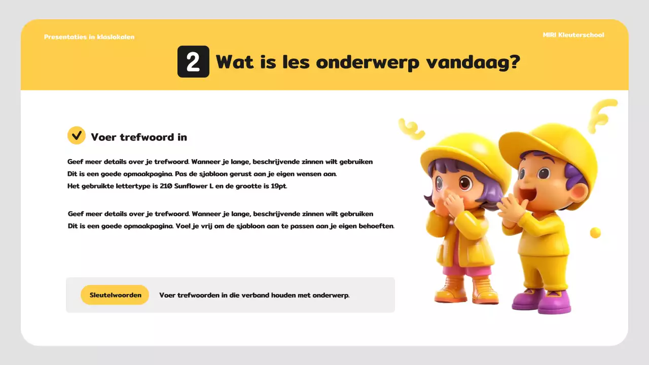 Eenvoudig lesplan voor kleuters in geel en wit