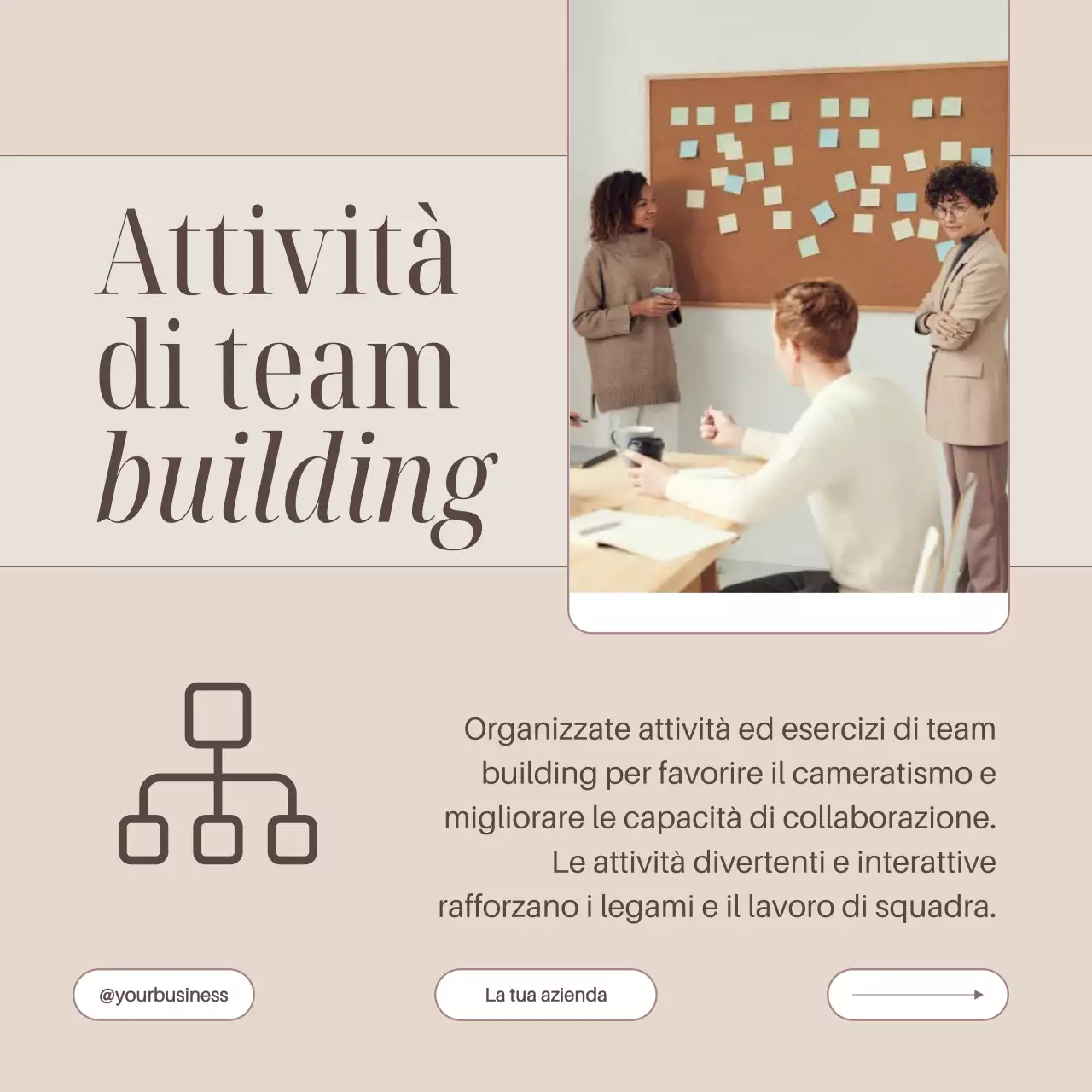 Guida al team building in ufficio minimalista in beige e marrone