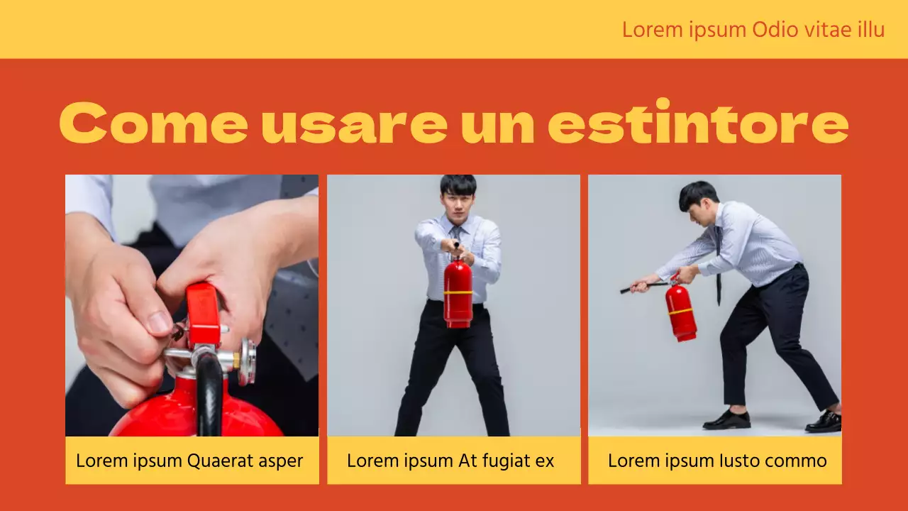 Il giallo e l'arancione spiegano in modo simpatico la formazione sulla sicurezza antincendio