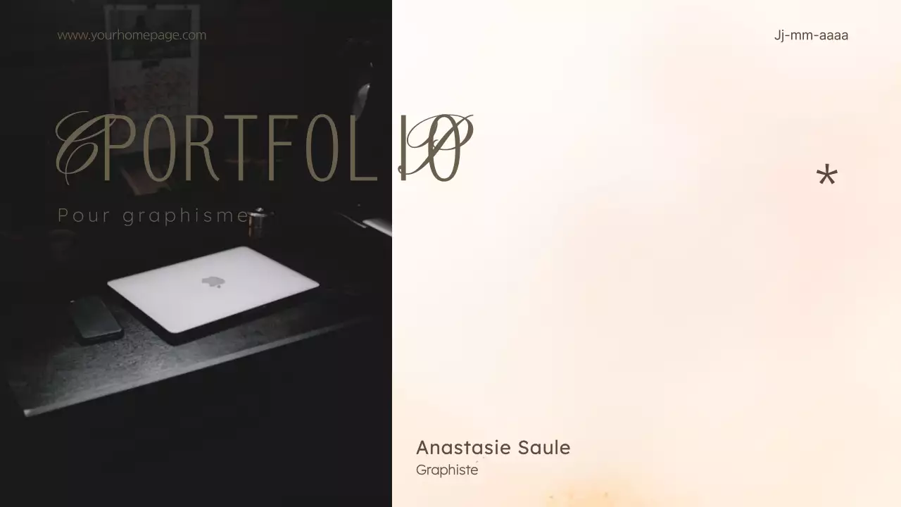 Portfolio élégant de design créatif dans les tons beige et kaki