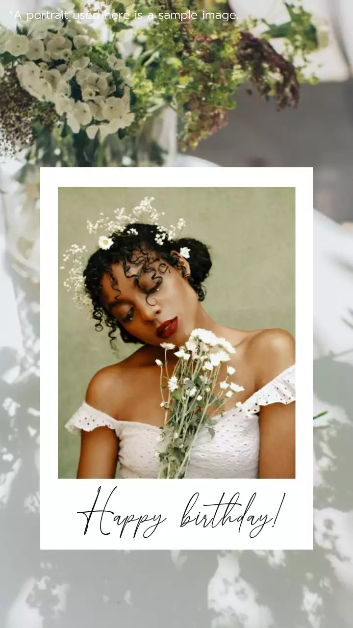 Kartu Ucapan Selamat Ulang Tahun Putih Elegan di Instagram