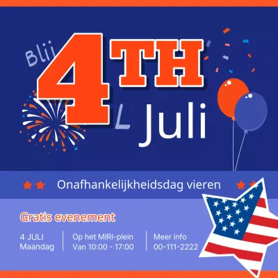 Promoot een moderne Amerikaanse Onafhankelijkheidsdag met rood en blauw