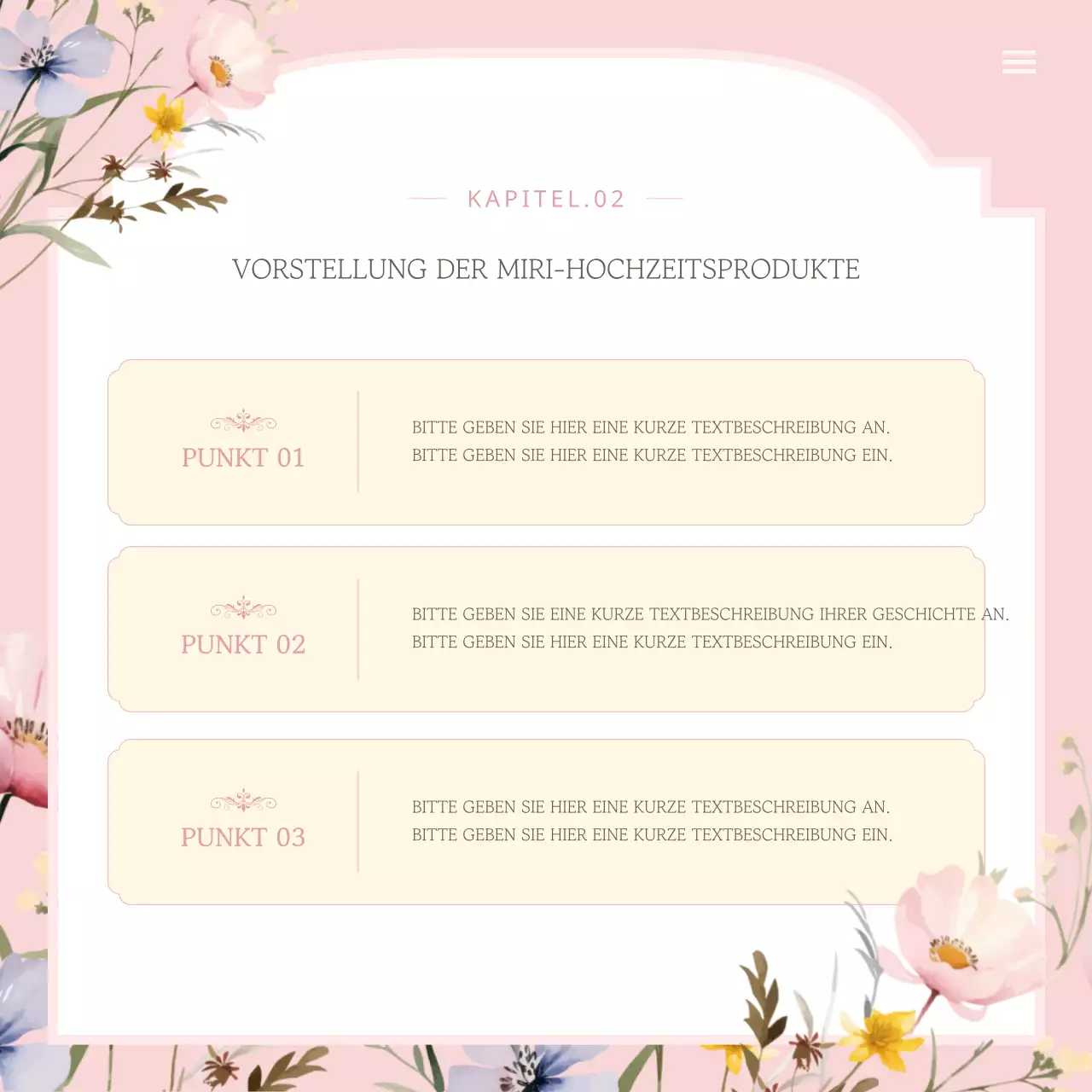 Werbung für eine luxuriöse Hochzeitsmarke in Rosa