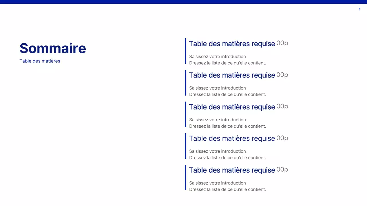 Un rapport simple en bleu et blanc