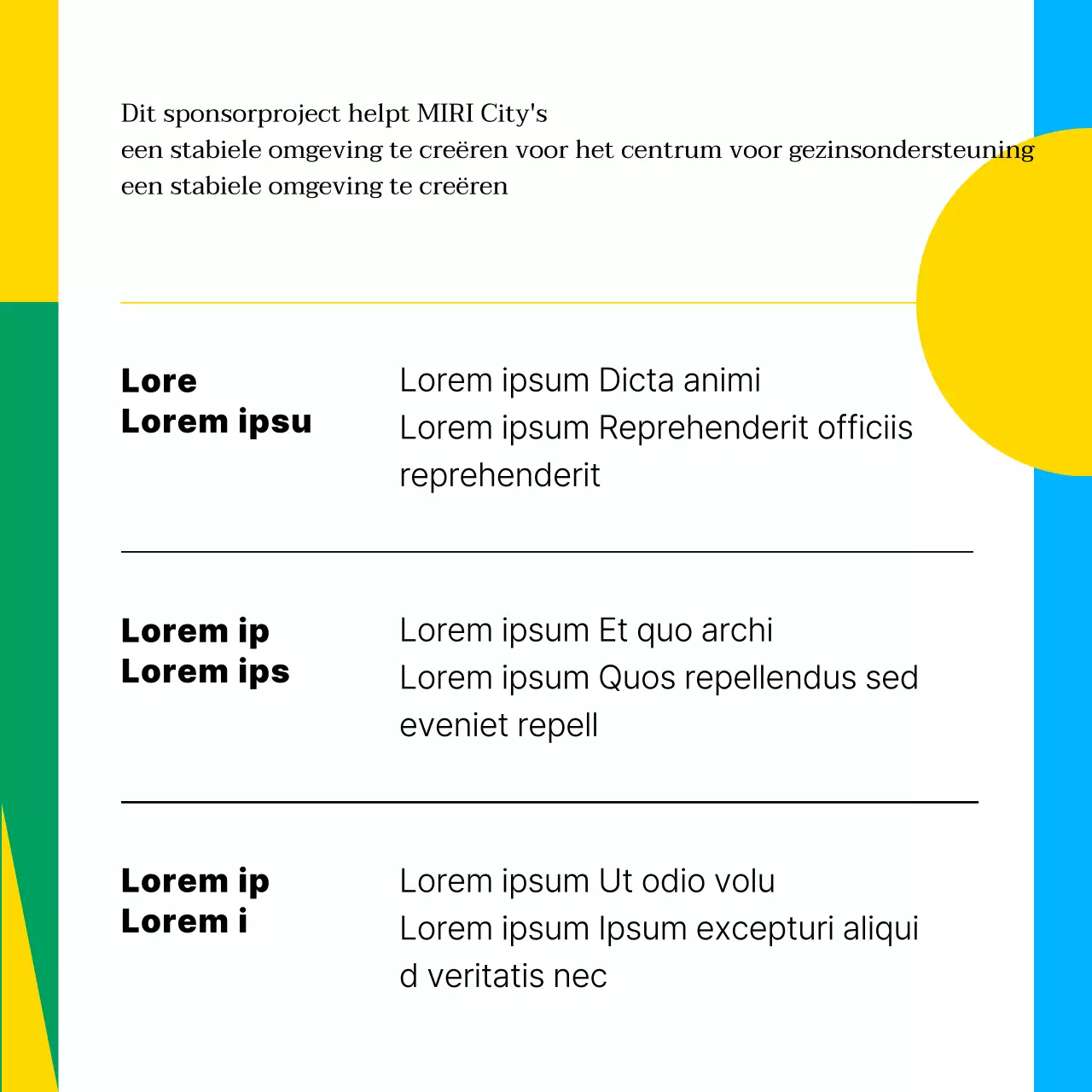 Een eenvoudige geel met blauwe non-profit aankondiging van sponsoring door openbare instellingen