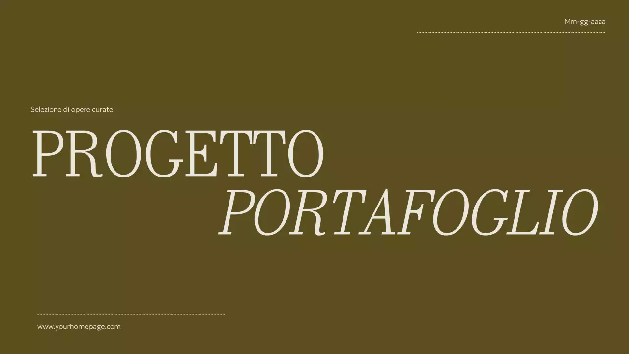 Materiale per portfolio creativo minimalista beige e kaki