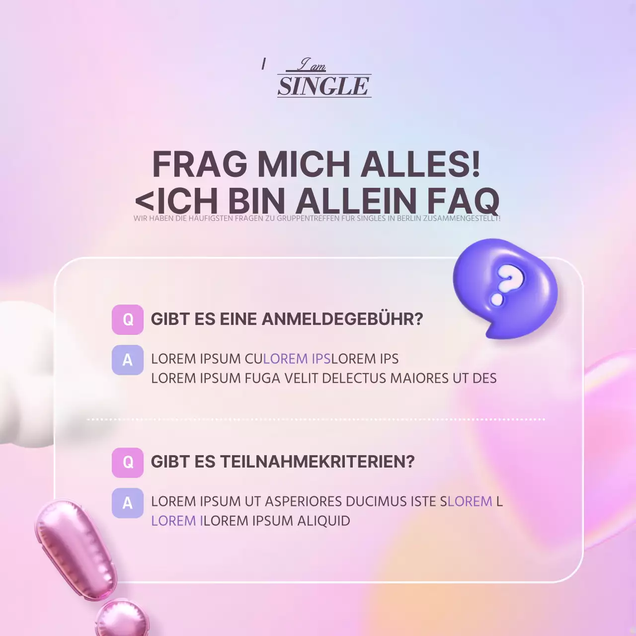 Förderung eines rosa und lavendelfarbenen kommunalen Treffens