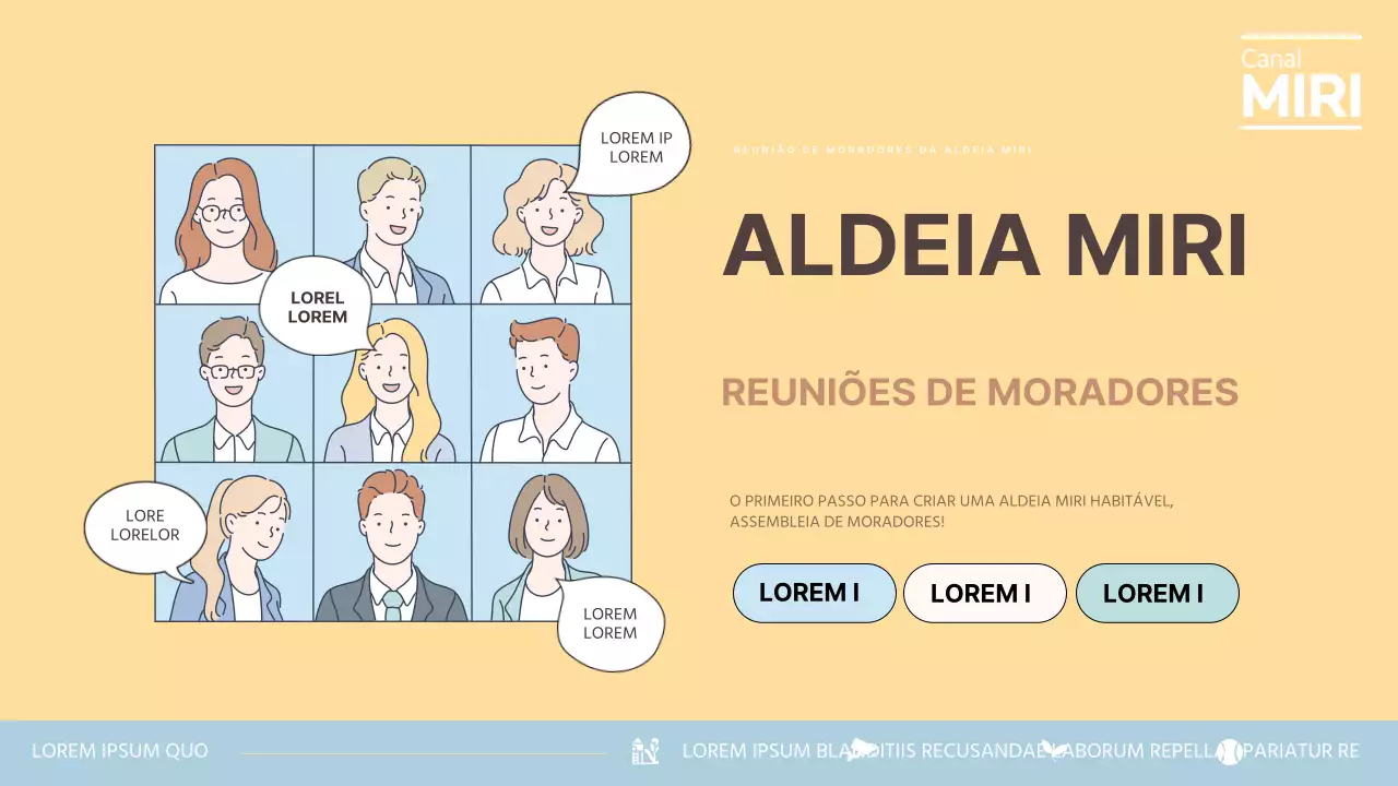 Promover uma transmissão em direto da reunião da cidade num esquema de cores amarelo e azul claro na moda