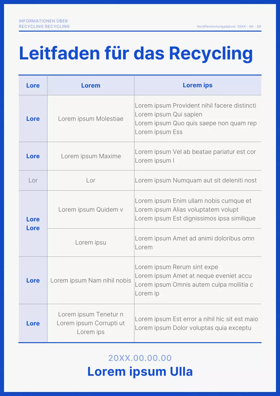 Ein einfacher Leitfaden für Recycling in Marineblau und Weiß