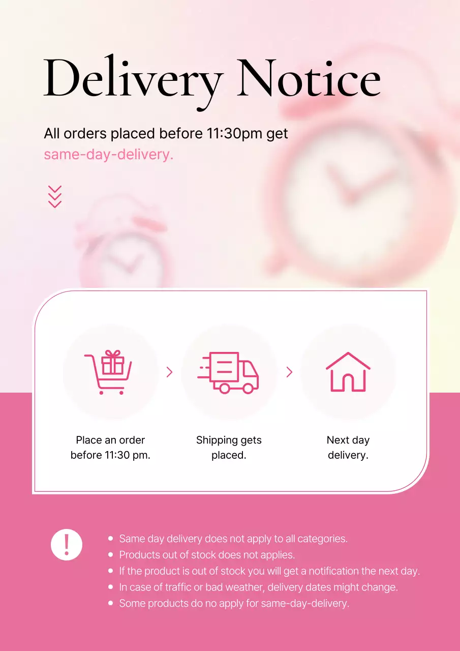 Pink Modern Delivery Notice Poster