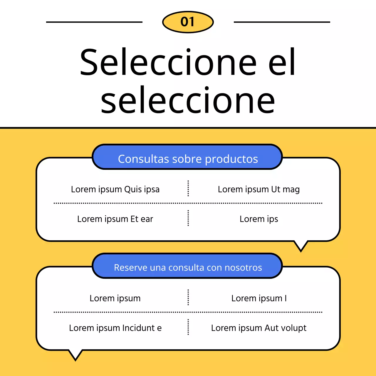 Una sencilla guía de ayuda de color amarillo y azul