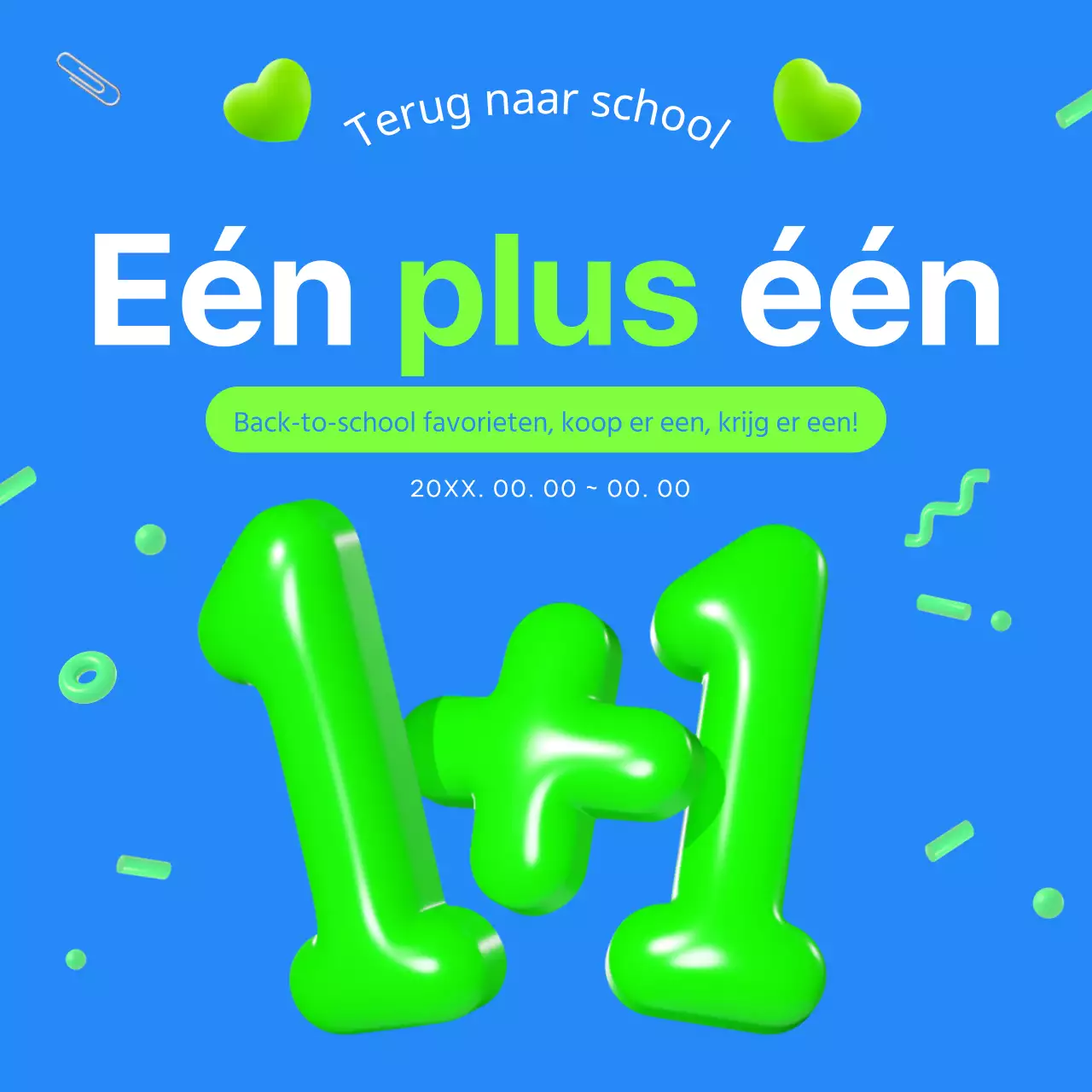 Promoot back-to-school evenementen met blauwe en fluorescerende kleuren