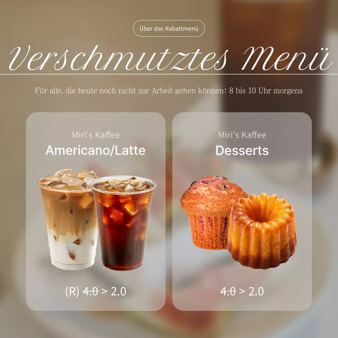 Schlichte Cafe-Ankündigungen in Braun und Beige Über die Ankündigungen