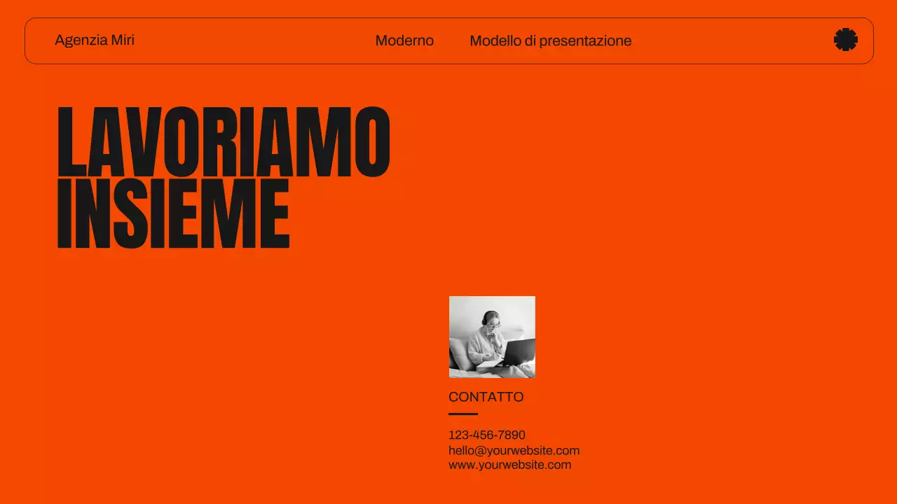 Portafoglio creativo di design grafico moderno arancione e nero