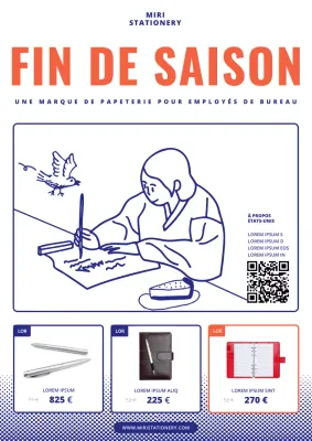 Promouvoir les réductions sur les articles de papeterie modernes en rouge et bleu marine