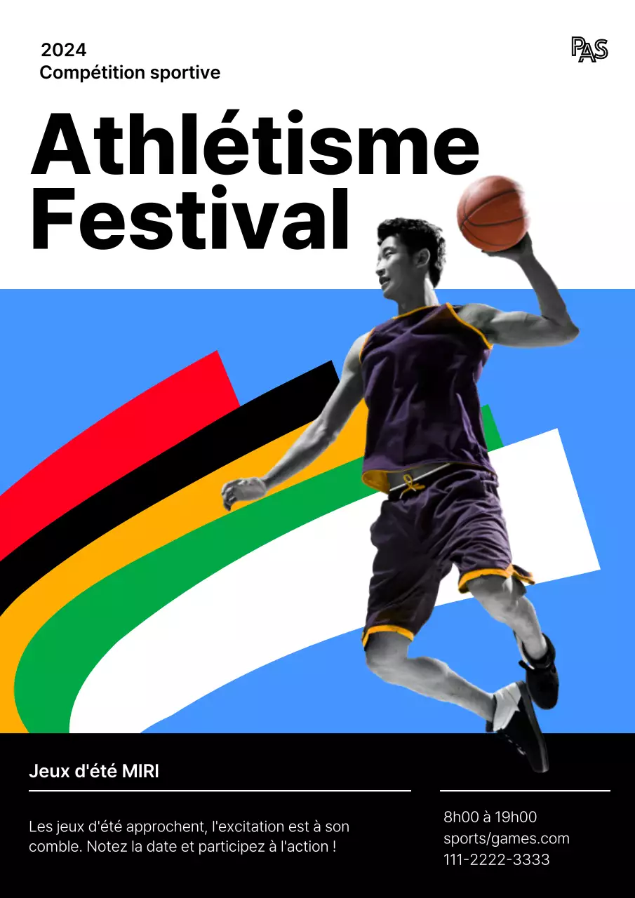 Promouvoir InterHigh, une compétition nationale d'athlétisme moderne pour les lycées, en rouge et bleu.