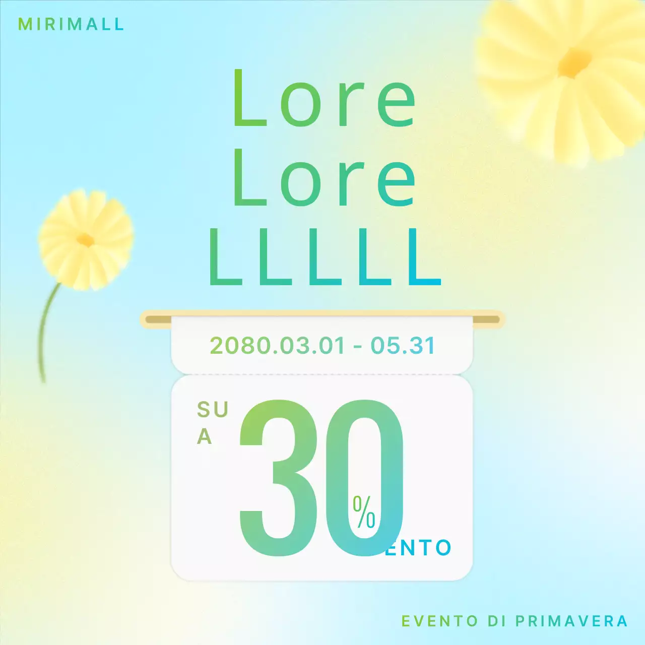 Una bella pubblicità per eventi primaverili in giallo e azzurro