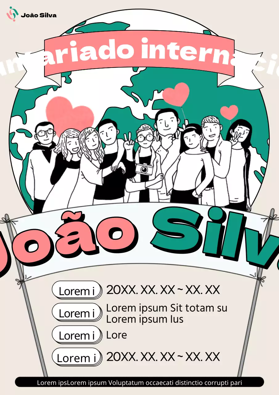 Promover o voluntariado no estrangeiro com um visual kitsch verde e cor-de-rosa