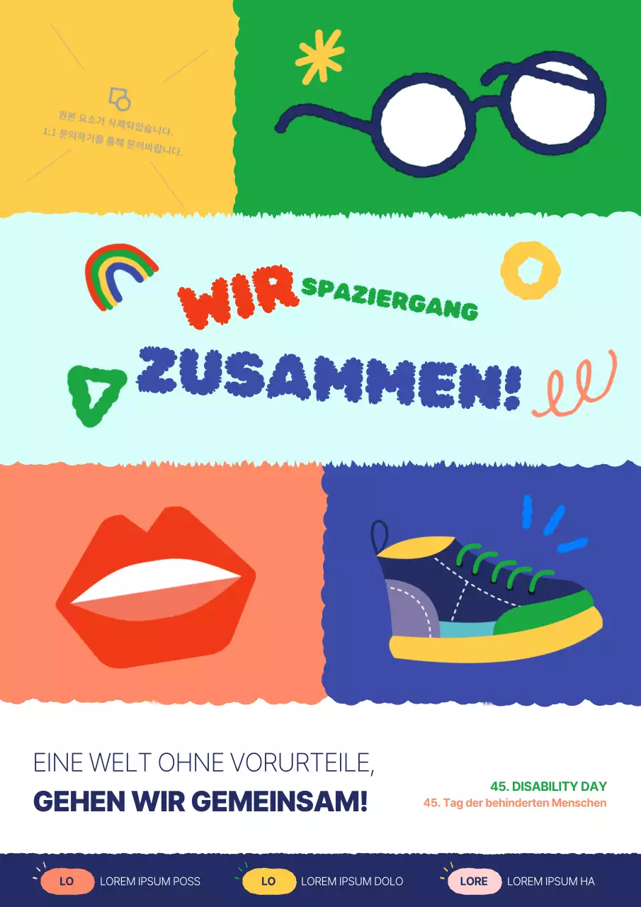 Werben Sie mit kitschigem Blau und Grün für den Tag der Behinderten