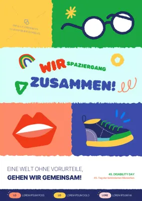 Werben Sie mit kitschigem Blau und Grün für den Tag der Behinderten