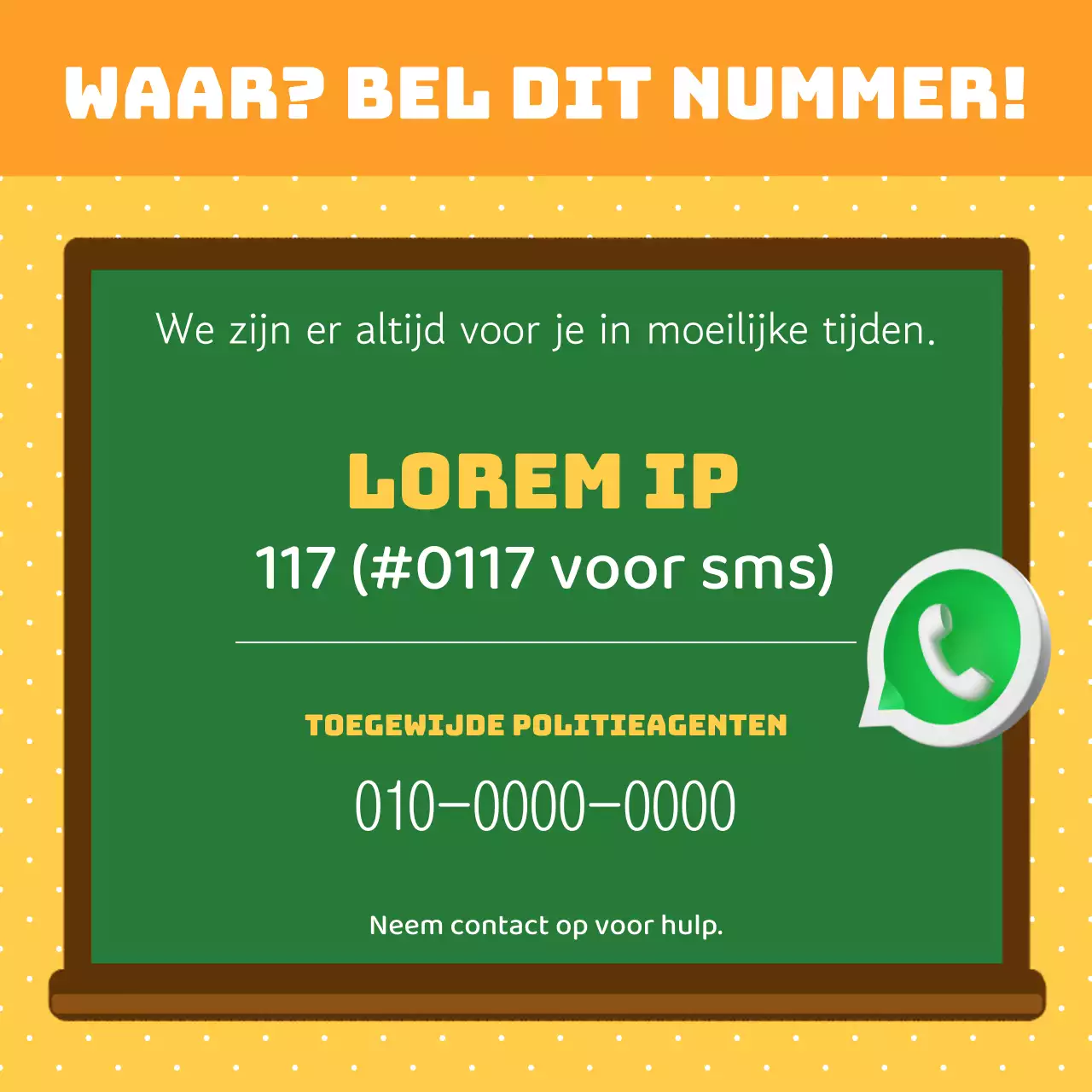 Een leuke gele en oranje campagne voor geweld op school