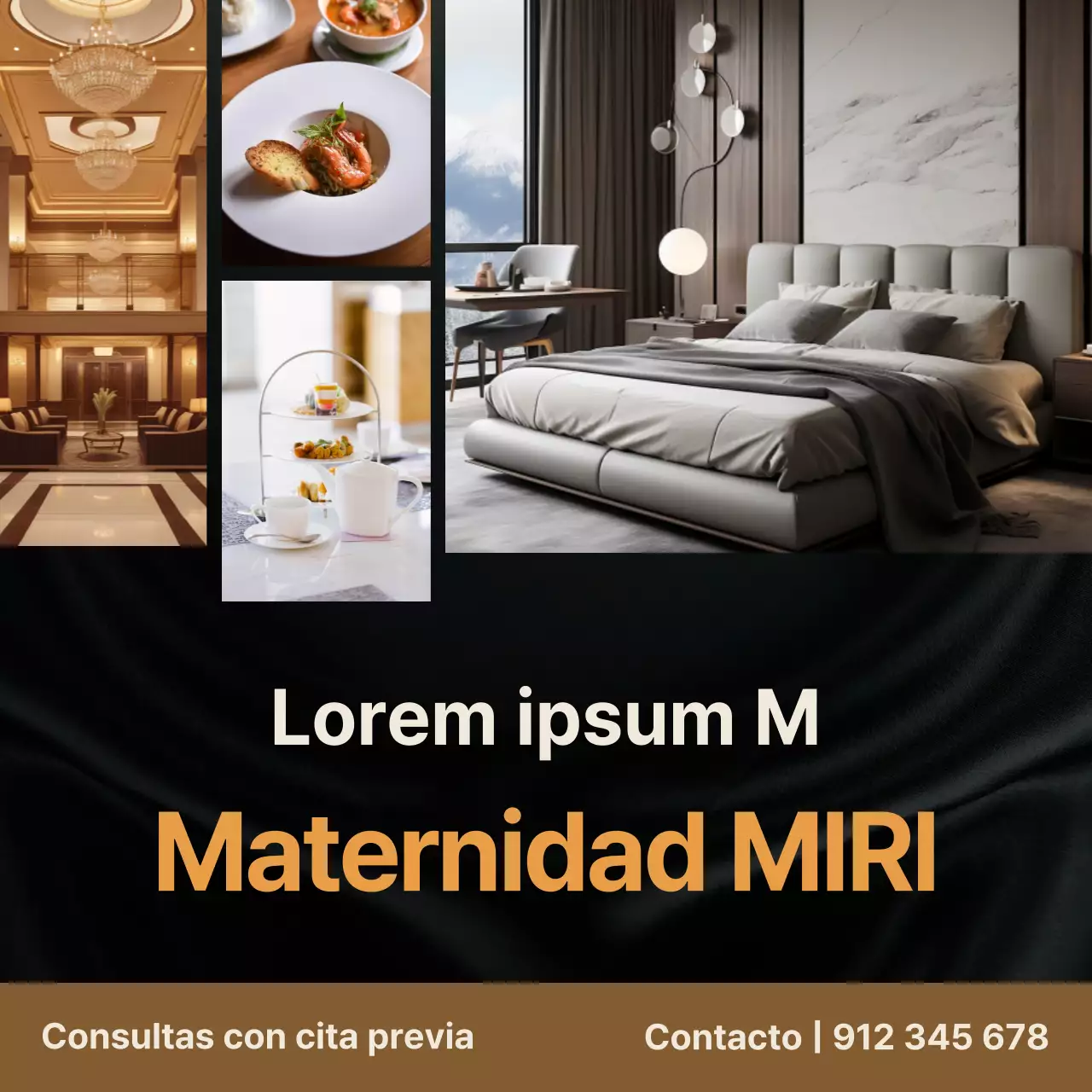 Anuncio de maternidad de lujo en negro y marrón