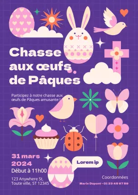 Mignons événements de Pâques en violet et rose