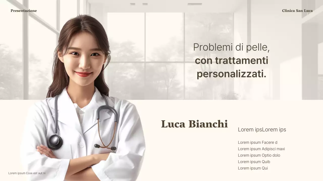 Annuncio di una lussuosa clinica dermatologica in marrone e beige