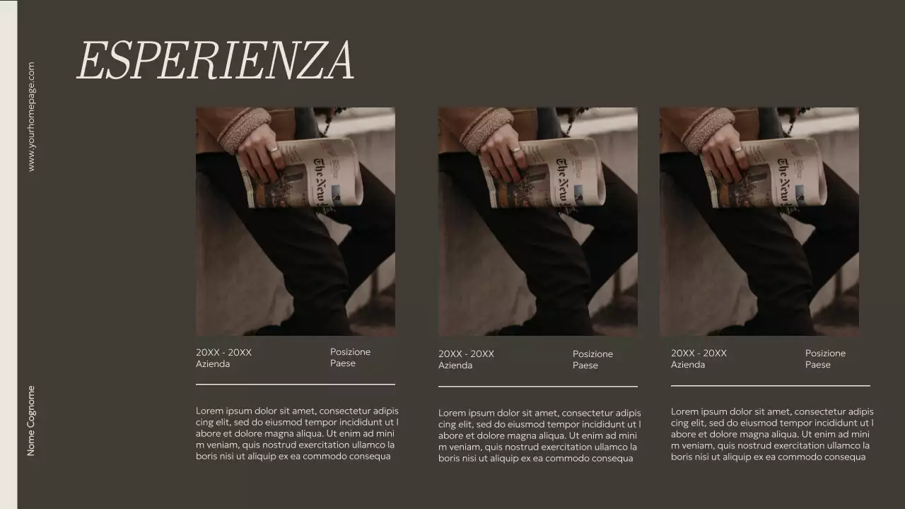 Materiale per portfolio creativo minimalista beige e kaki