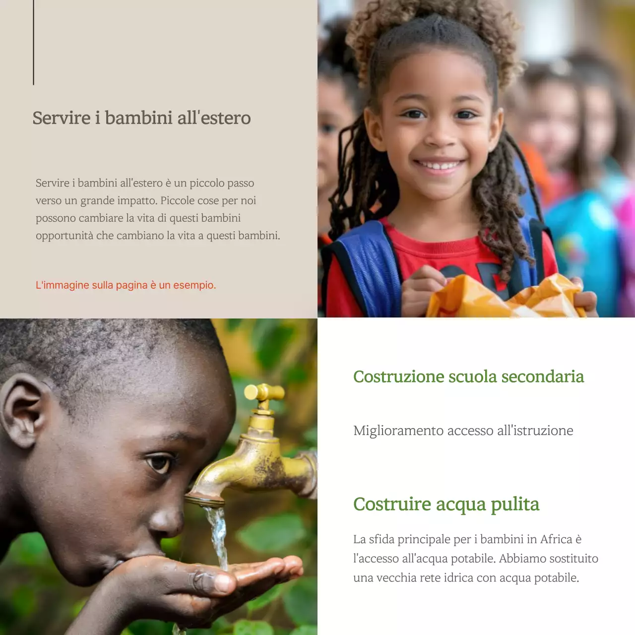 Promuovere la sponsorizzazione dei bambini con il minimalismo bianco e marrone