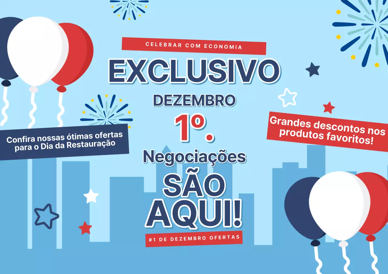 Azul celeste e vermelho Encantador 4 de julho Anúncio de evento de venda