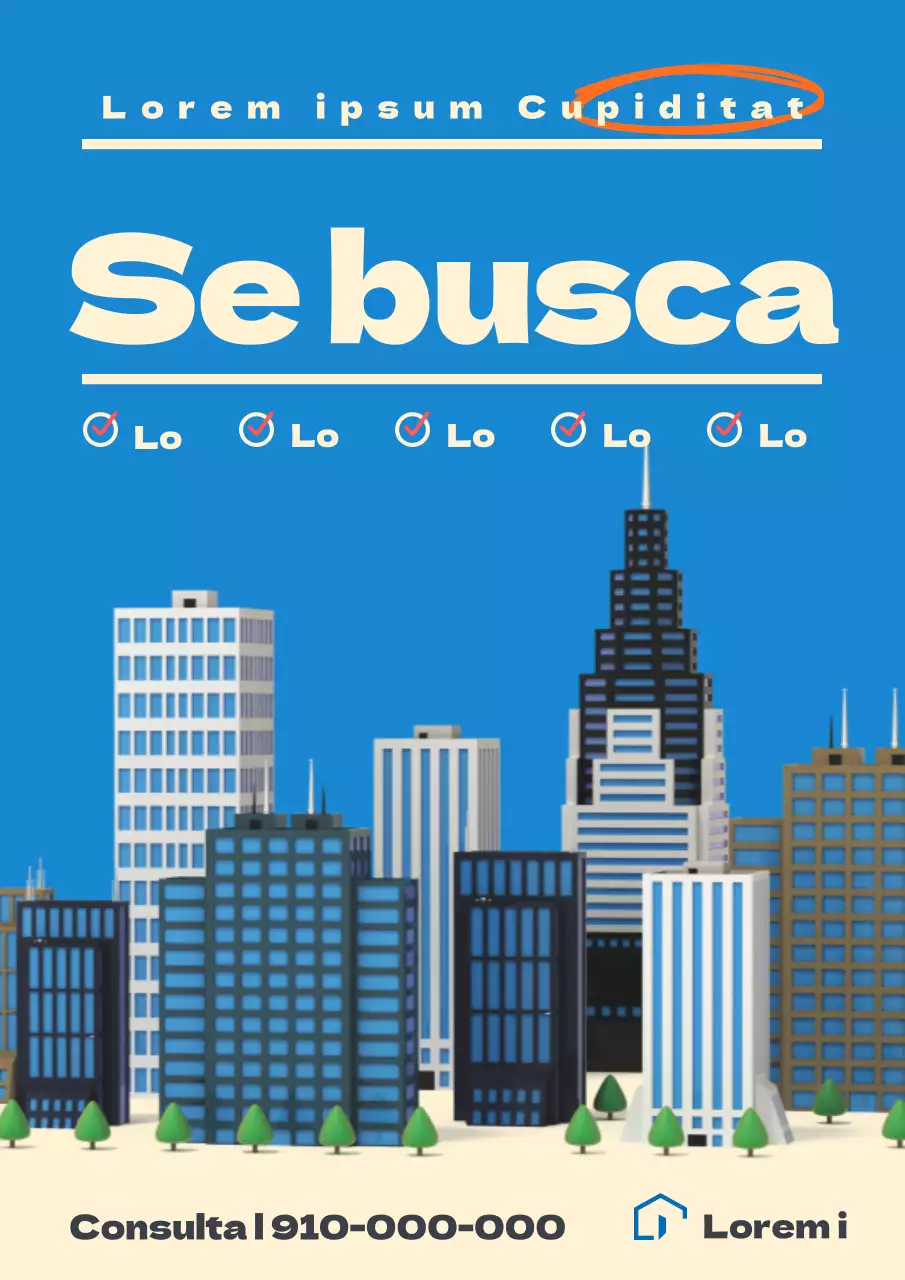 Un sencillo anuncio de venta en azul y marfil