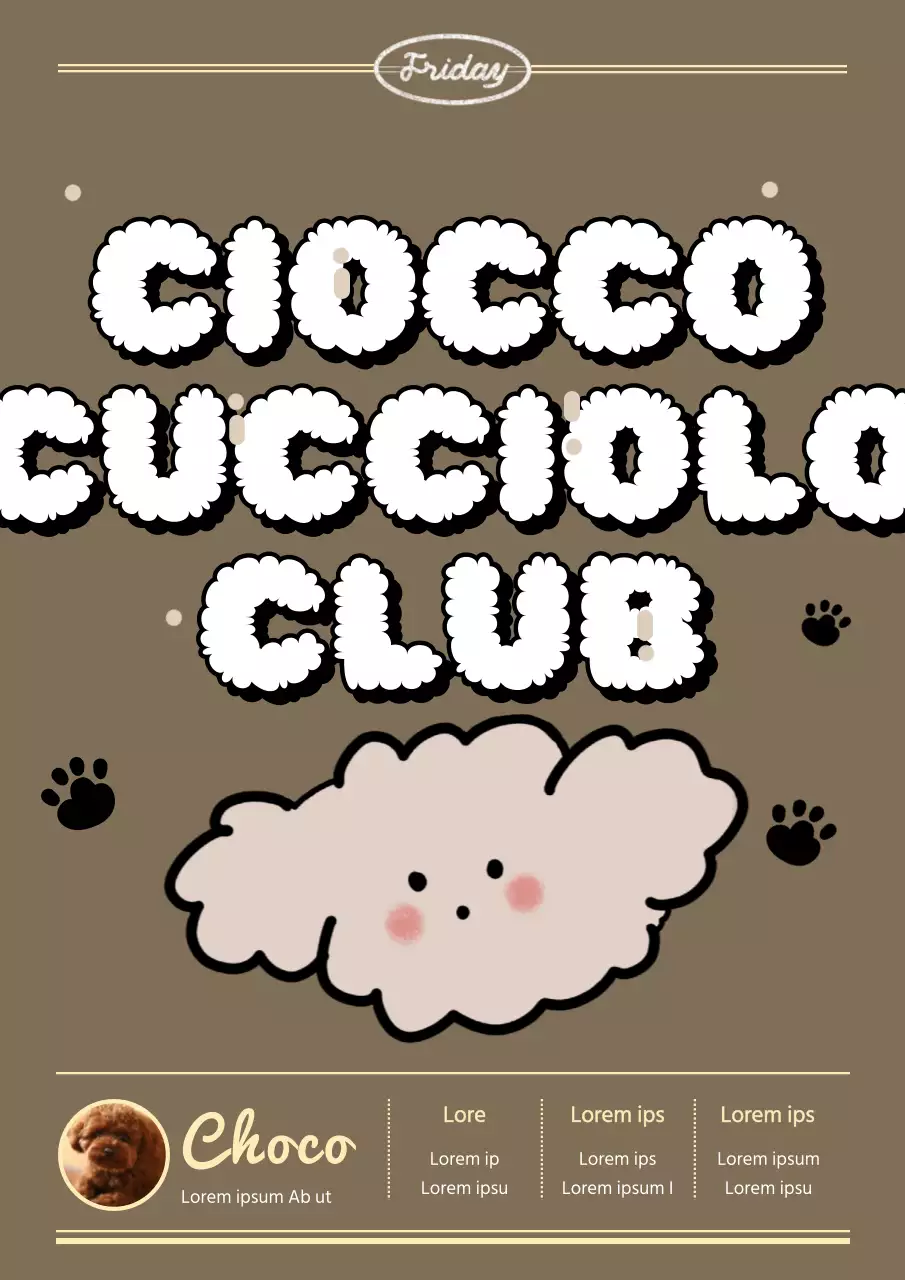 Presentazione del post di un simpatico cucciolo giallo e marrone