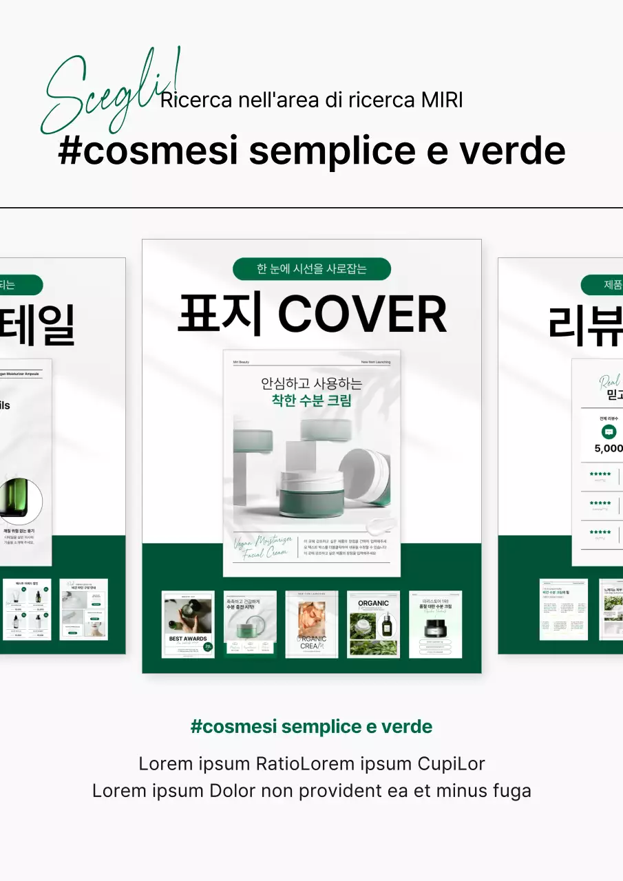 Poster pubblicitario di un nuovo prodotto di bellezza semplice in verde e bianco