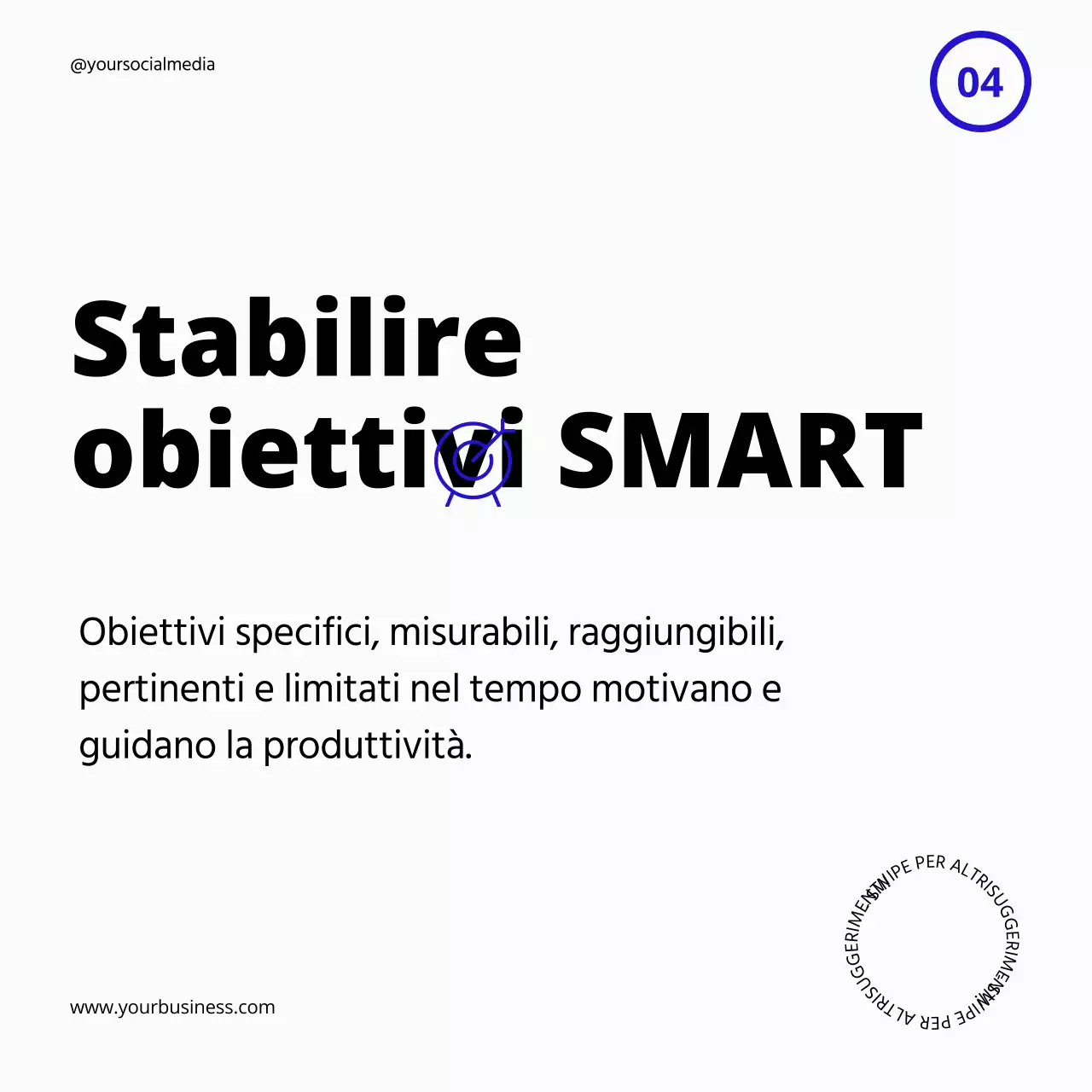 Guida alla produttività in grassetto bianco e blu