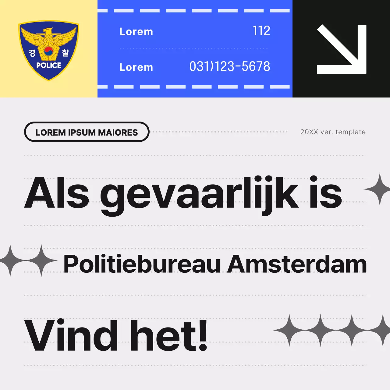 Een eenvoudige blauwgele nieuwsbrief van de politie promoten