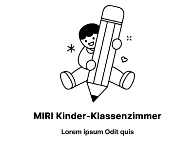 Werbedesign für eine Akademie mit einem Kind, das einen Bleistift hält