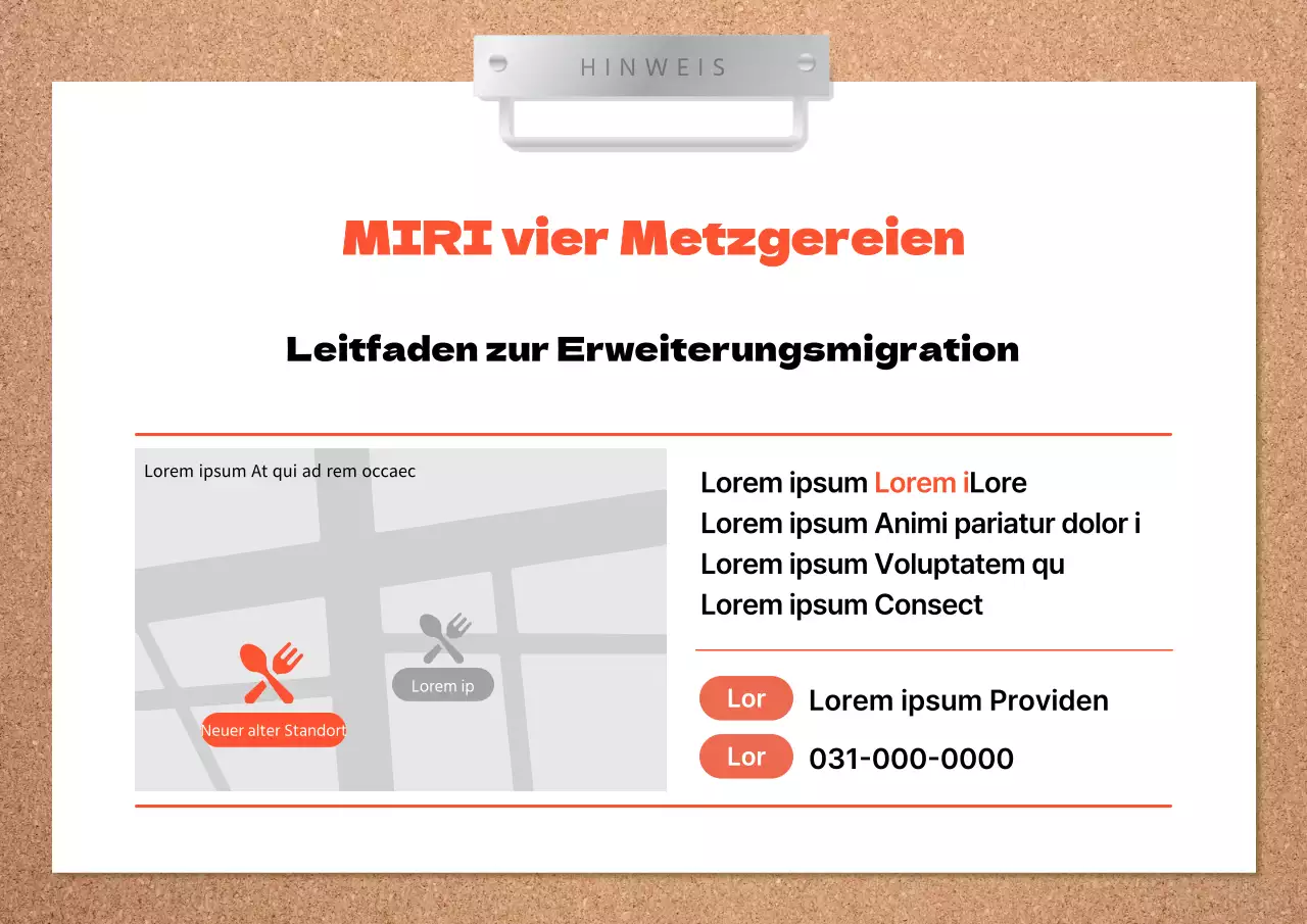Eine einfache braune und orangefarbene Ankündigung für den Umzug des Geschäfts