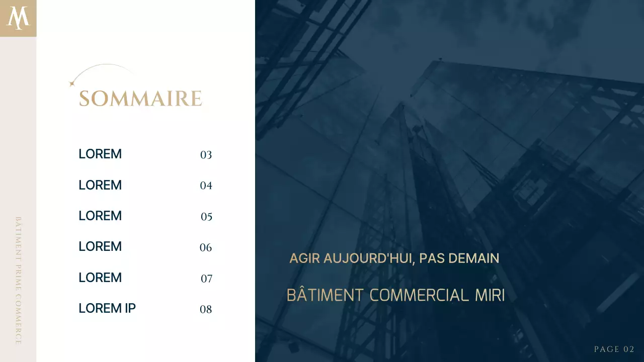 Une luxueuse annonce immobilière en bleu marine et or