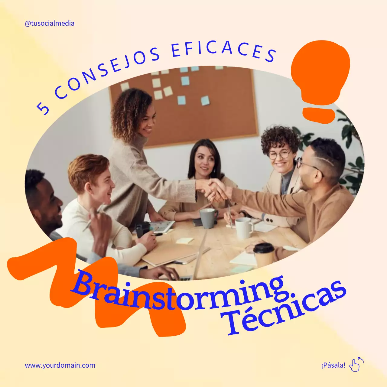 Naranja y azul Técnicas modernas de brainstorming Estrategias