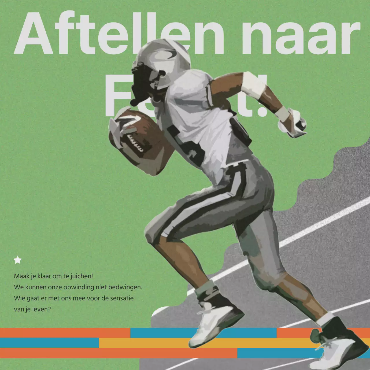 Vintage sportadvertentie in groen en paars