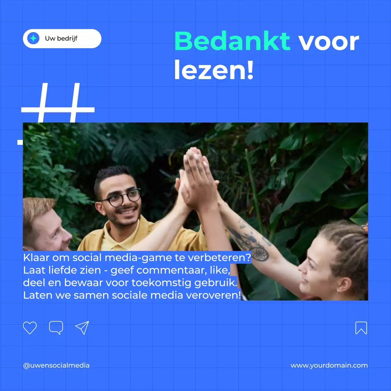 Blauw-wit Hippe Effectieve Sociale Media Marketing Strategie Gids