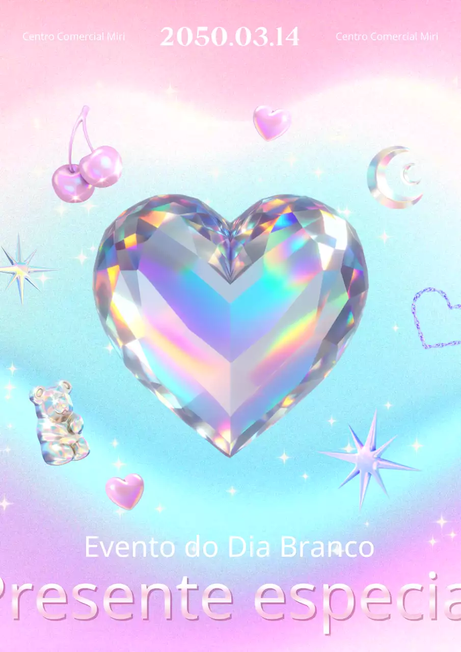 Promover um evento kitsch do dia branco em cor-de-rosa e azul claro